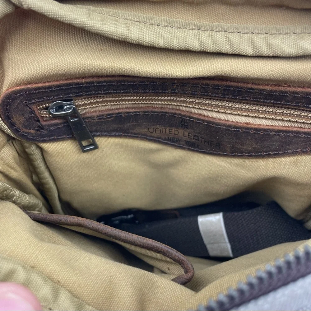 United Leather Small Messenger Bag With Leather Cover NEW